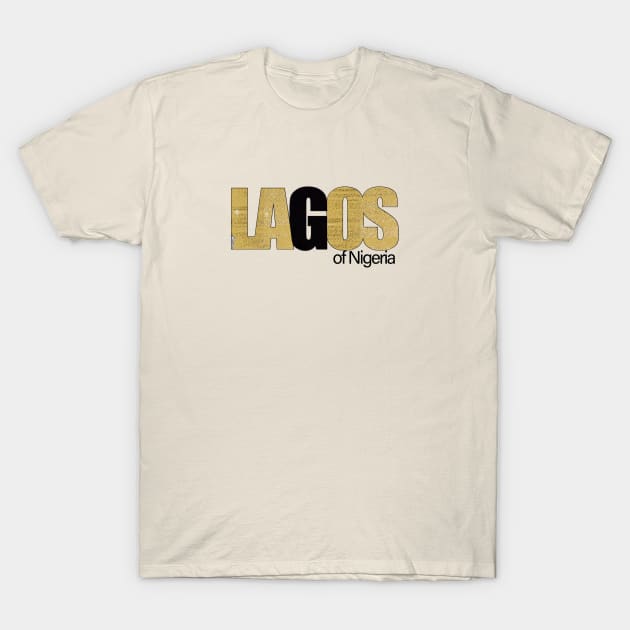 Lagos of Nigeria Gold & Black T-Shirt by Angelic Gangster